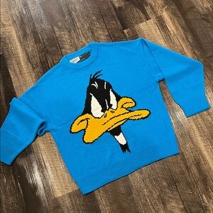 Blue Daffy Duck Intarsia Crewneck Sweater - Looney Tunes
